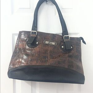 Jasad Brown Alligator Faux Leather Bag